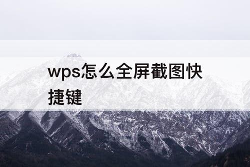 wps怎么全屏截图快捷键